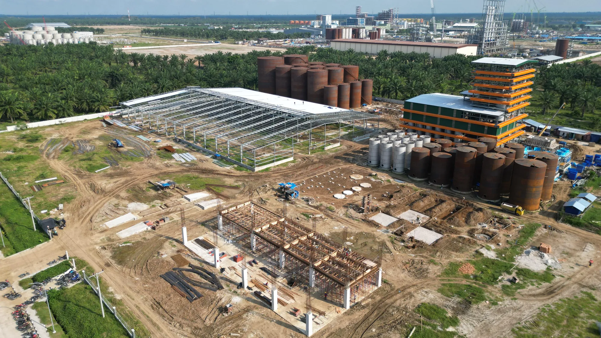 Aerial view of storage tanks at PT Tanimas Resources International